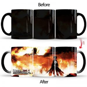 1Pcs 350ml New Attack On Titan Color Changing Mug Home Ceramic Coffee Milk Cup Creative Birthday Gift for Children Friends Kids