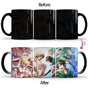 1Pcs 350ml New Attack On Titan Color Changing Mug Home Ceramic Coffee Milk Cup Creative Birthday Gift for Children Friends Kids