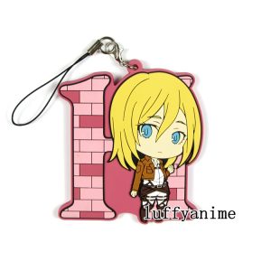 Attack on Titan Rubber Mascot Pendant Eren Jager Levi Ackerman Erwin Smith Christa Lenz Connie Springe Phone Strap Keychain